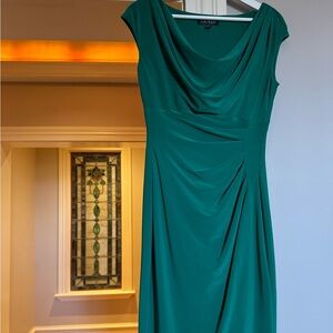 Ralph Lauren kelly green rutched mid length dress
